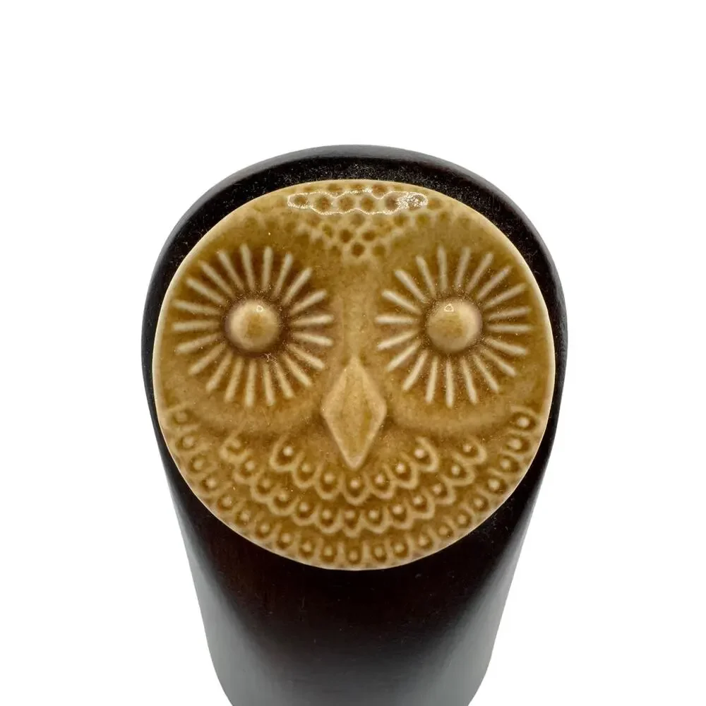 IKEA Home Decor Wooden Owl with Ceramic Face Discontinued